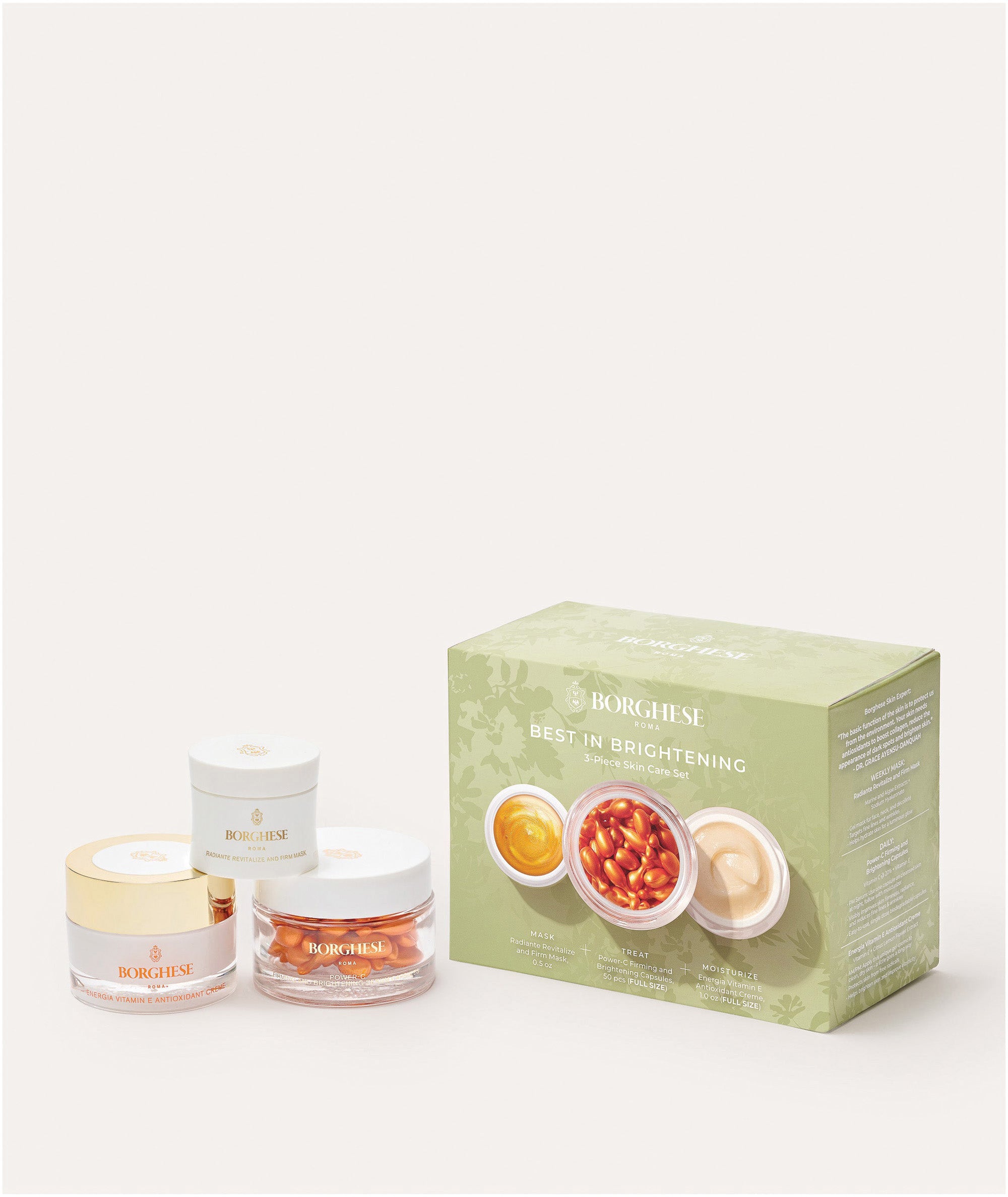 Best in Brightening Gift Set including our Radiante Firming Mask, Radiante Night Creme, and Power-C Brightening Capsules