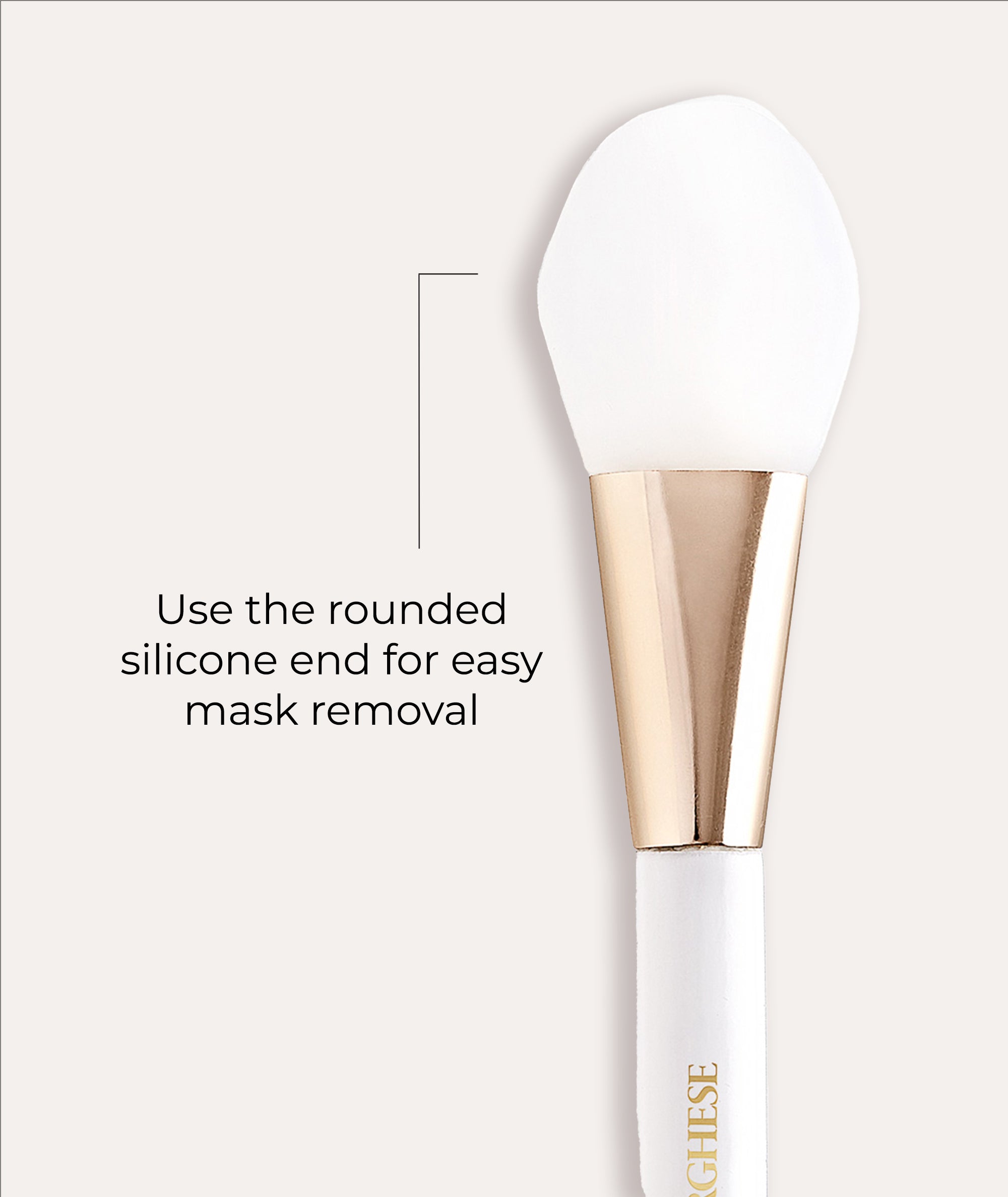 Image of rounded silicone end of the applicator used for easy mask removal