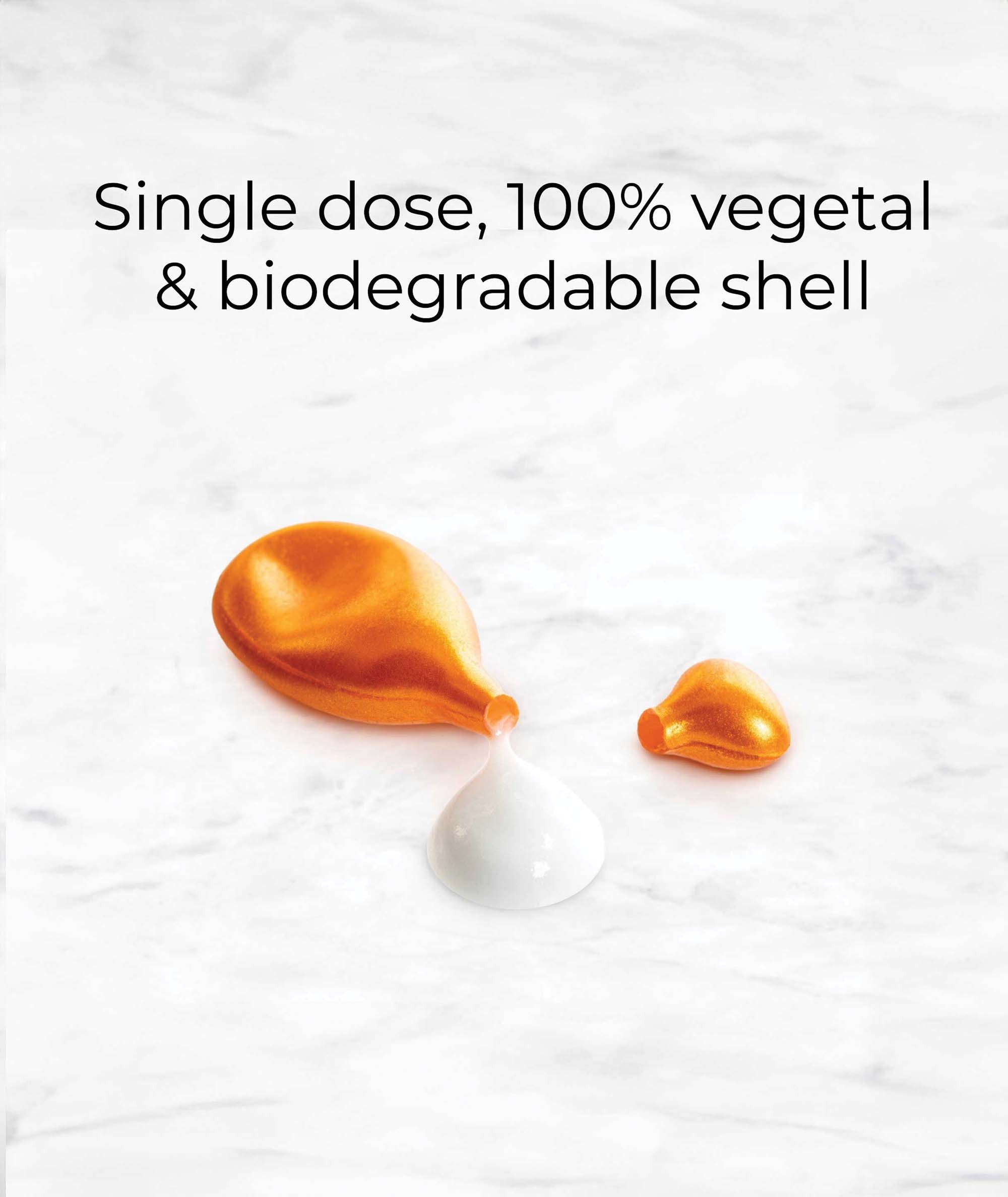 Single dose capsule packaged in the 100% vegetal and biodegradable shell