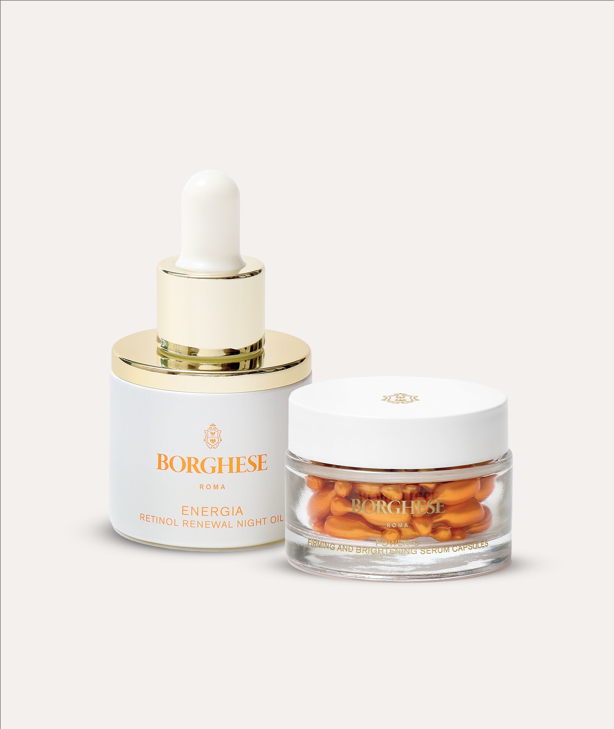 Skin Renewing Bundle featuring ENERGIA Retional Renewal Night Oil and Power-C Firming and Brightening Serum Capsules